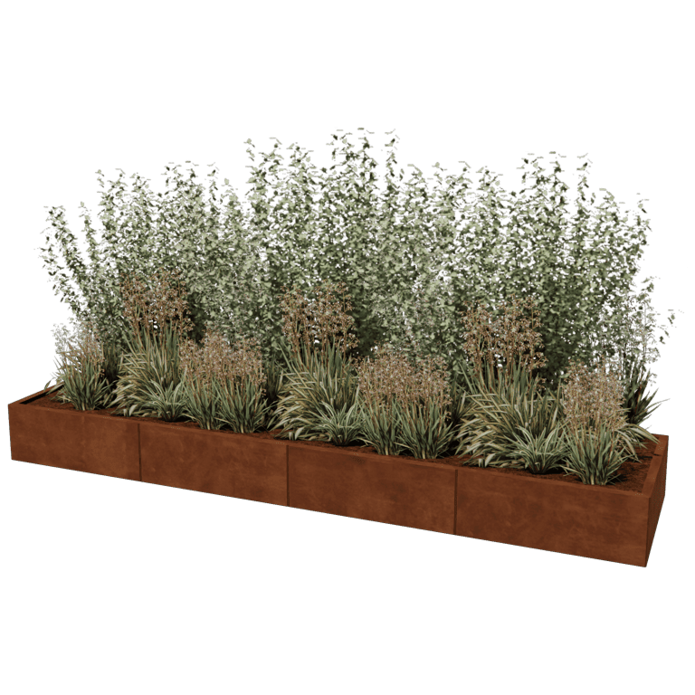 Kortena tērauda puķu kaste Texas xxl 320 x 80 cm