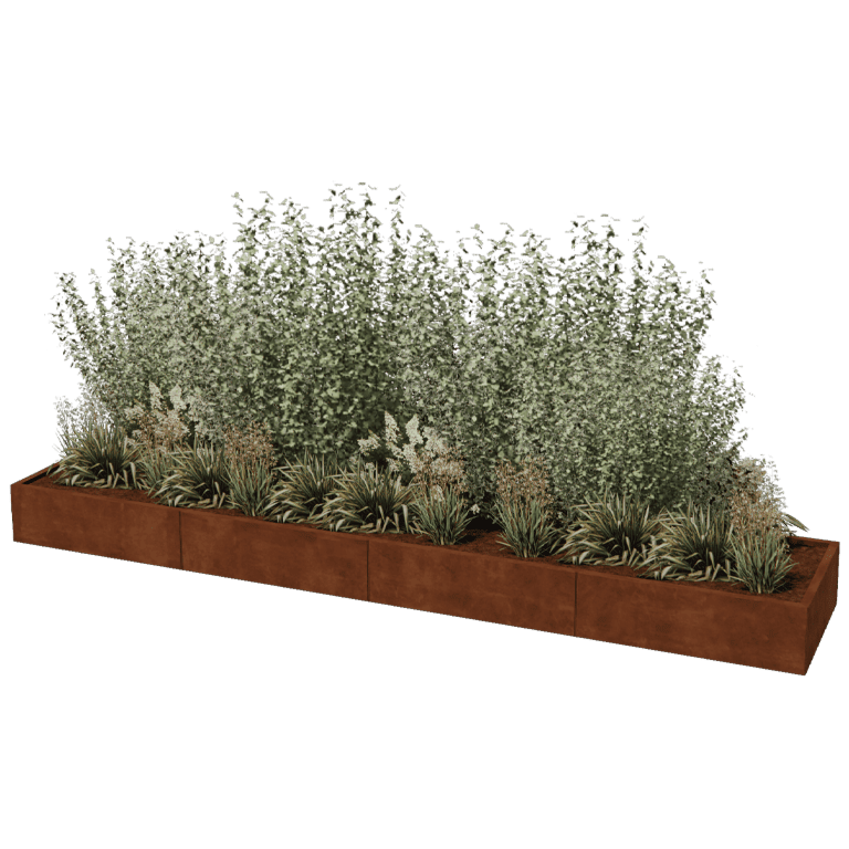 Kortena tērauda puķu kaste Texas xxl 400 x 80 cm