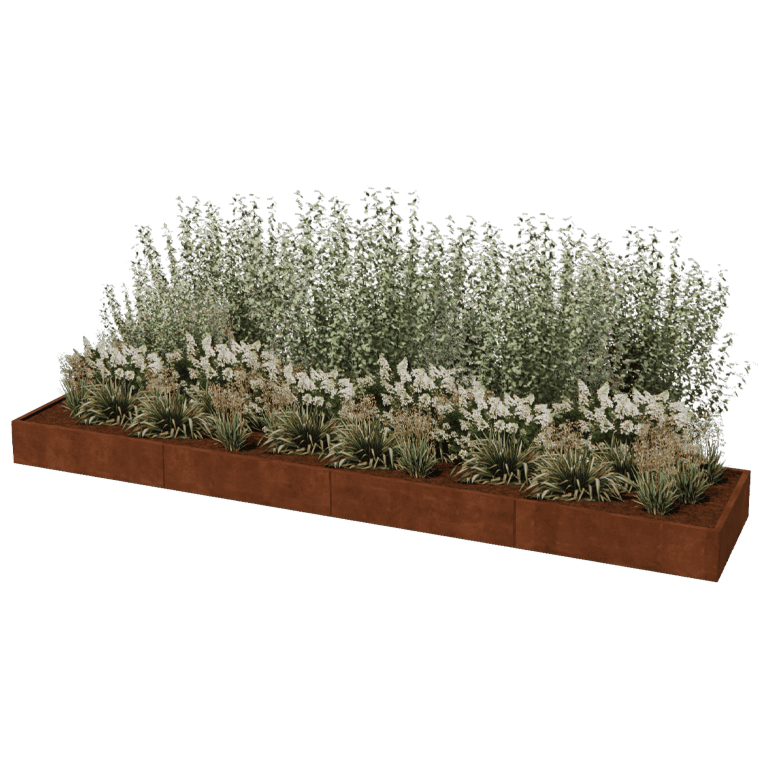 Kortena tērauda puķu kaste Texas xxl 480 x 100 cm