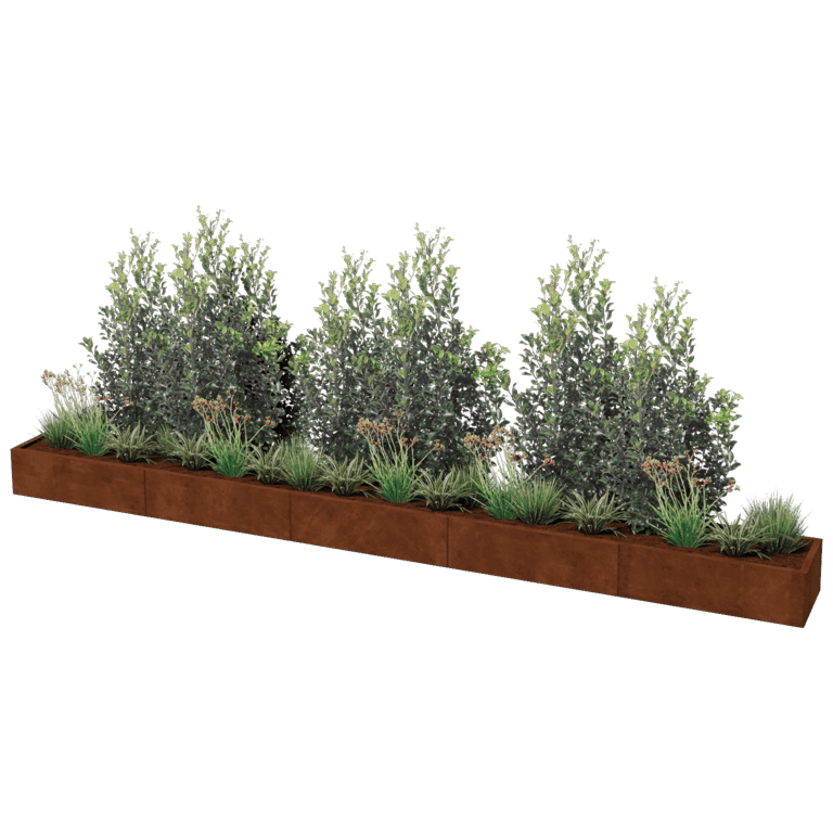 Kortena tērauda puķu kaste Texas xxl 500 x 50 cm