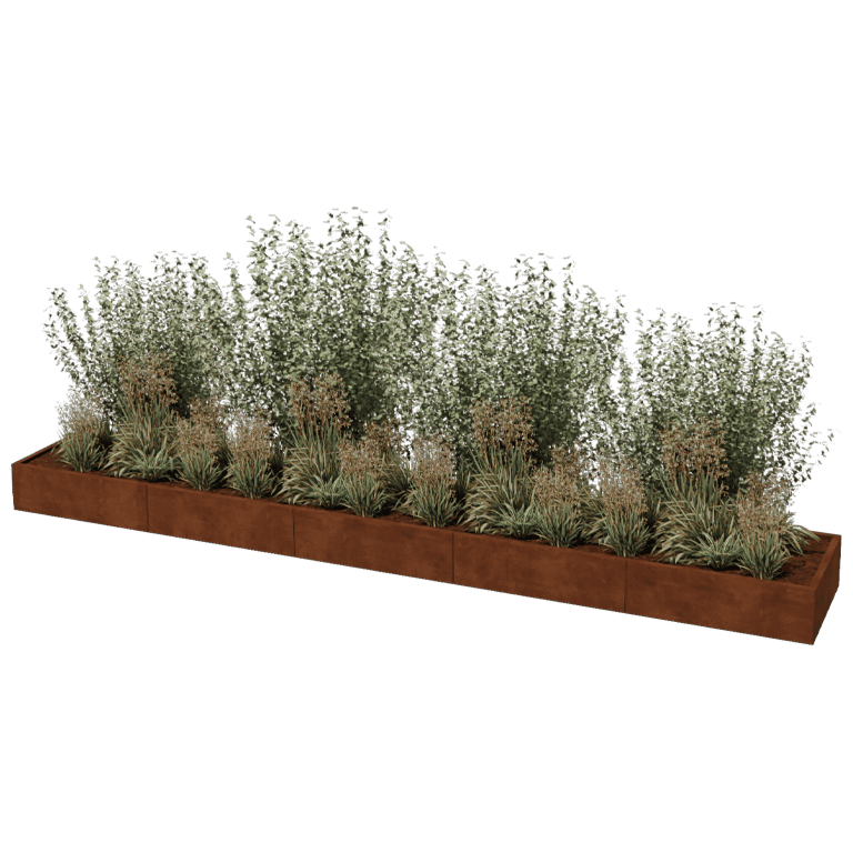 Kortena tērauda puķu kaste Texas xxl 500 x 80 cm