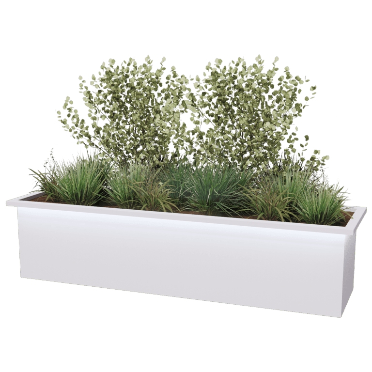 Pulverpārklāta tērauda metināta puķu kaste Alabama ar LED 200 x 50 x 50 cm