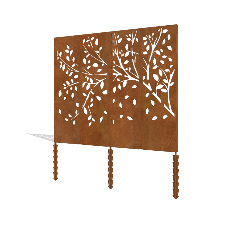 Corten tērauda paneļu koka komplekts 240 x 6 x 190 cm