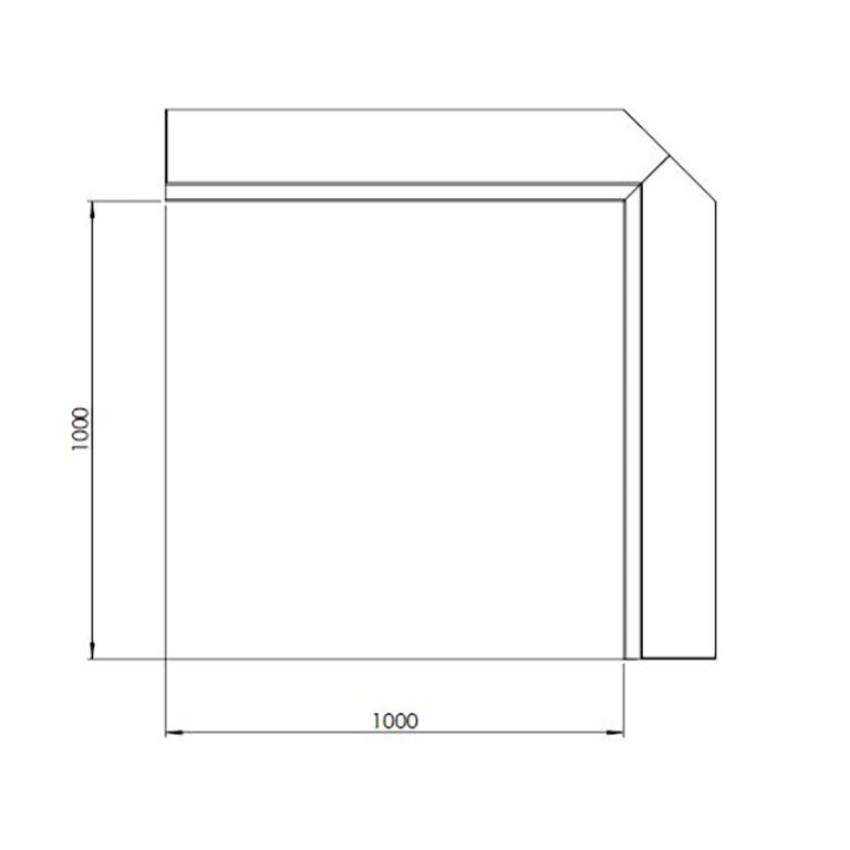Pulverpārklāta tērauda atbalsta siena iekšējais stūris 100 x 100 cm (augstums 40 cm)