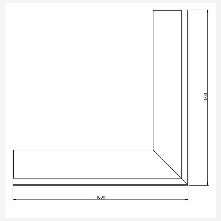 Kortena tērauda atbalsta siena ārējais stūris 100 x 100 cm (augstums 50 cm)