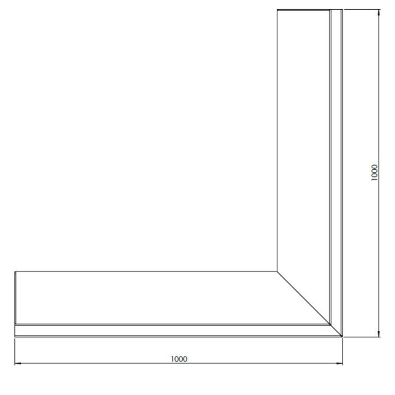 Pulverpārklāta tērauda atbalsta siena ārējais stūris 100 x 100 cm (augstums 30 cm)