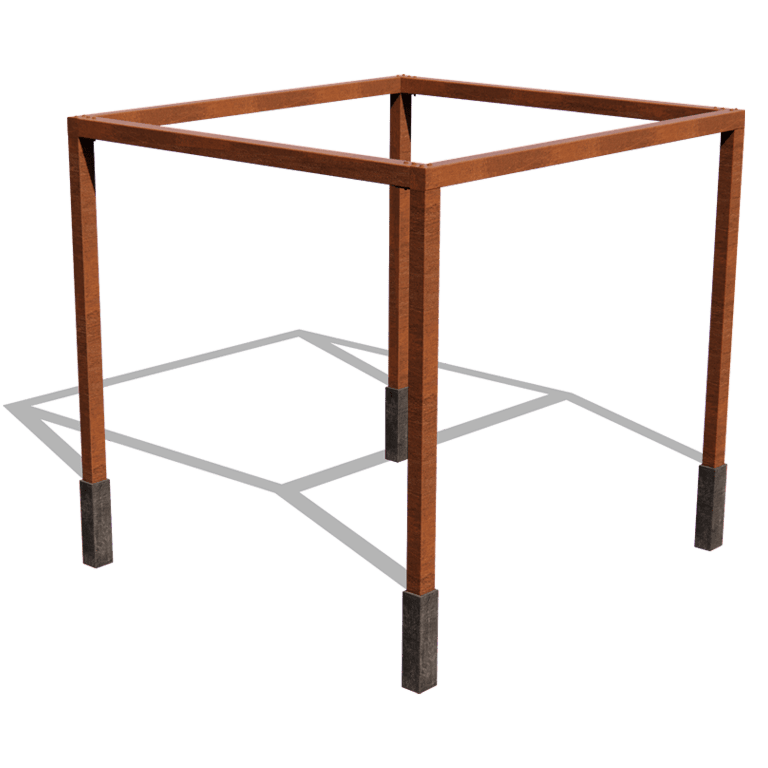 Kortena tērauda pergola izkārtojums laukums 324 x 300 cm