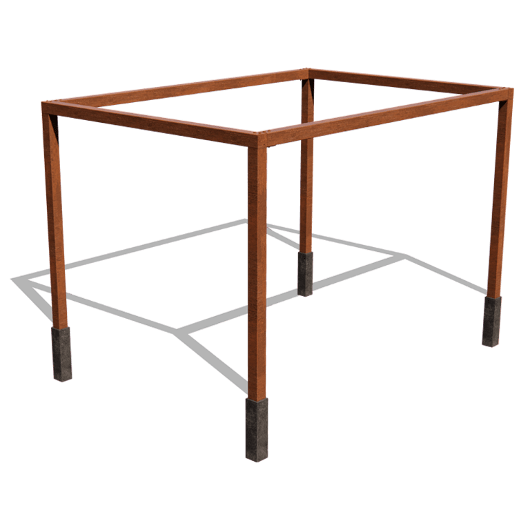 Kortena tērauda pergola izkārtojums laukums 424 x 300 cm