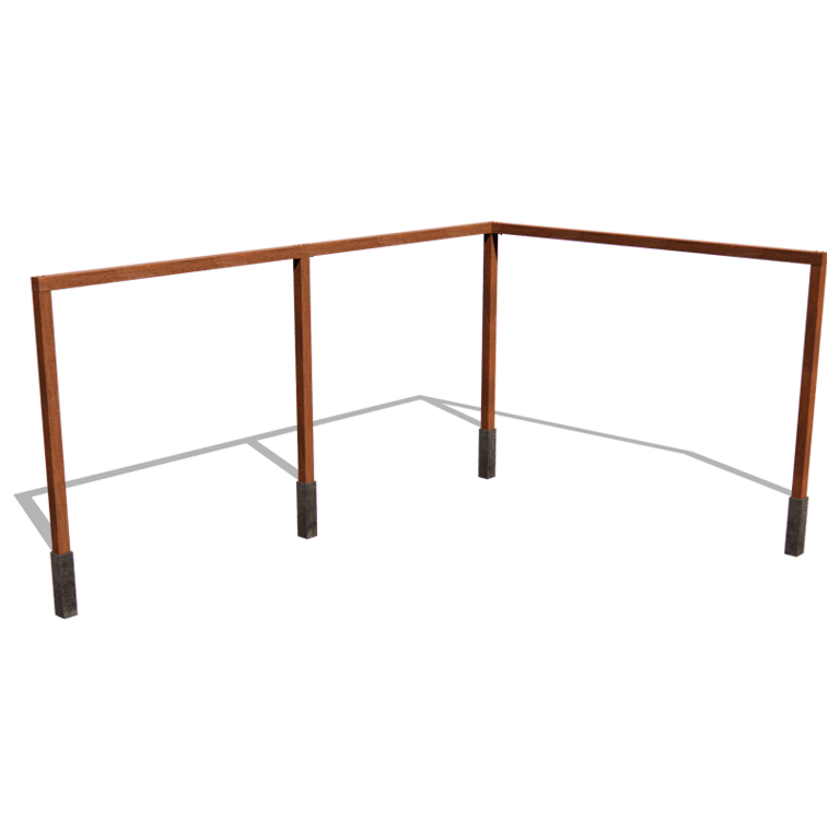 Kortena tērauda pergola stūra izkārtojums 600 x 412 cm