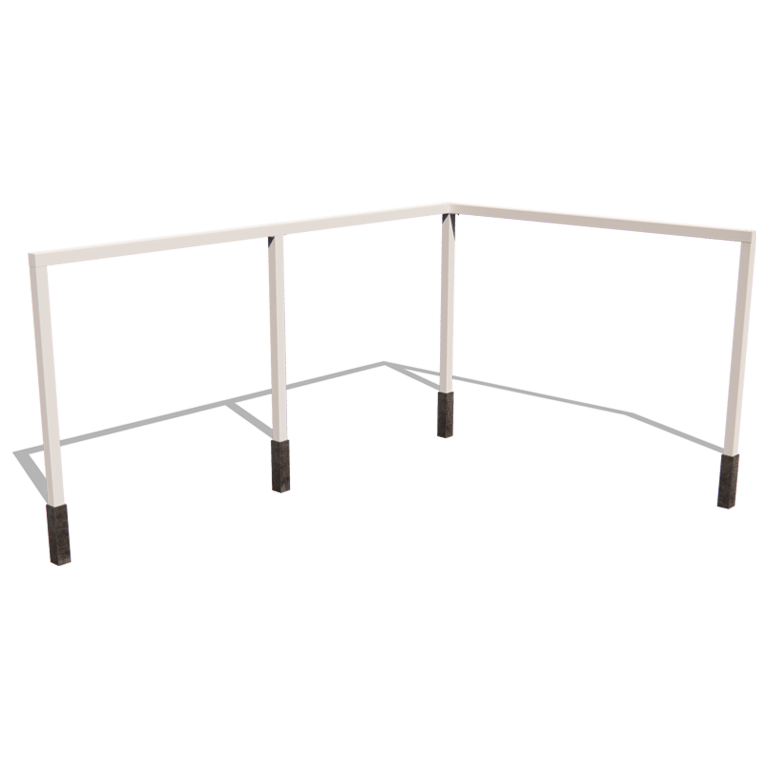 Pulverpārklāta tērauda pergola stūra izkārtojums 600 x 412 cm