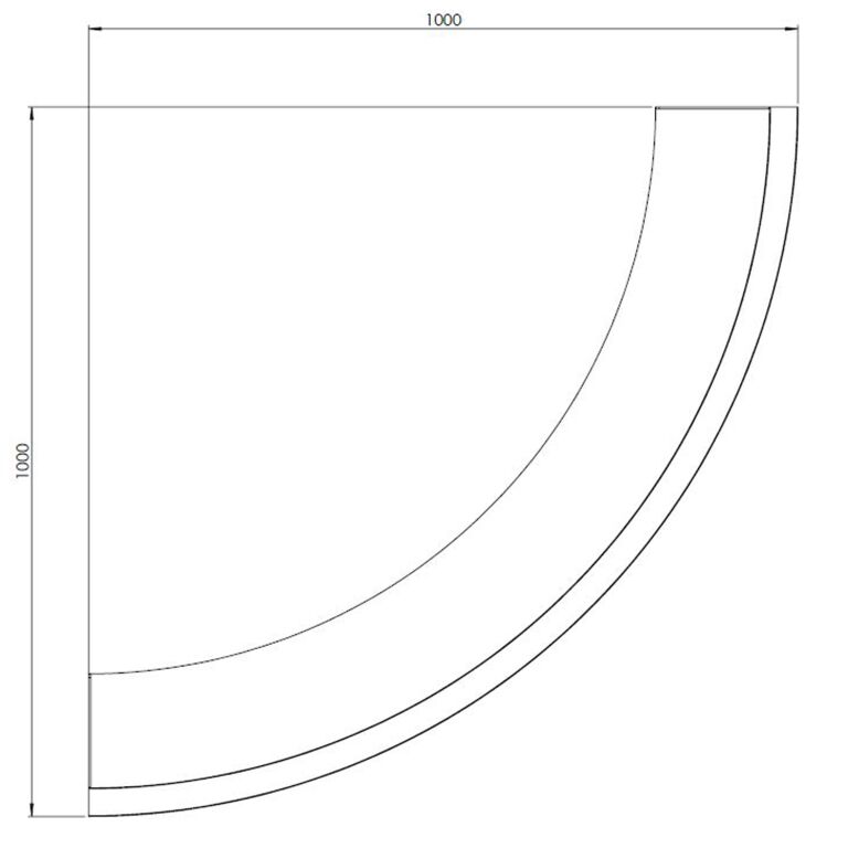 Pulverpārklāta tērauda atbalsta siena ārējā līkne 100 x 100 cm (augstums 50 cm)