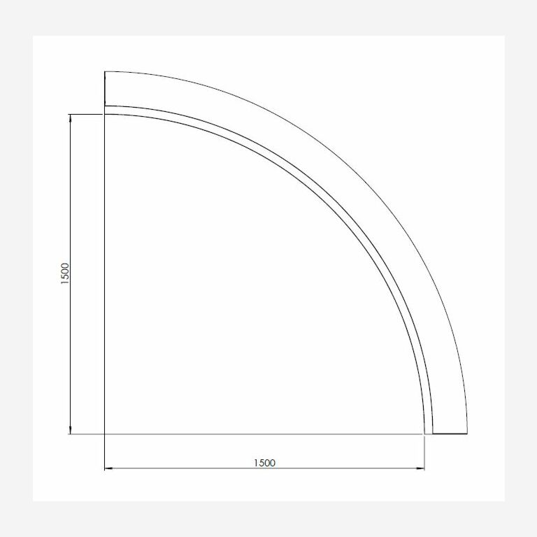 Kortena tērauda atbalsta siena iekšējā līkne 150 x 150 cm (augstums 60 cm)