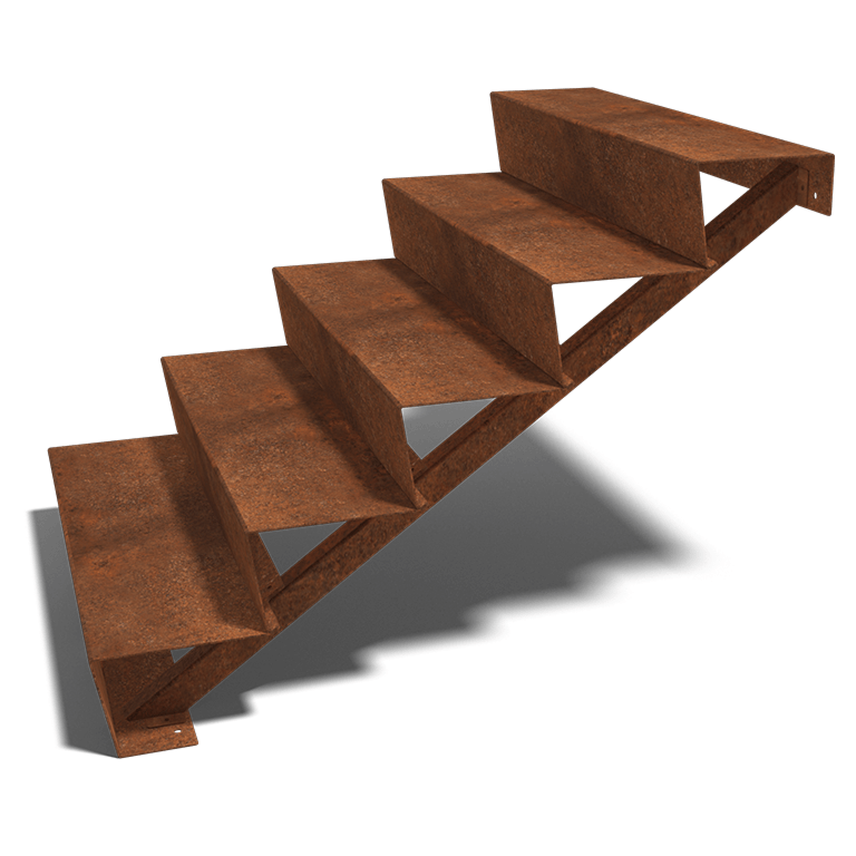 Kortena tērauda dārza kāpnes New York 5 pakāpieni (platums 120 cm)