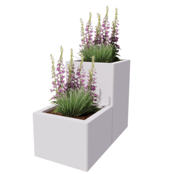 Tērauda puķu kaste - 2-daļīgs pakāpienveida modelis - 80 x 40 x 60 cm - Cita RAL krāsa - Ar pamatplati