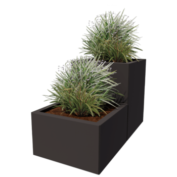 Tērauda puķu kaste - 2-daļīgs pakāpienveida modelis - 100 x 50 x 60 cm - Cita RAL krāsa - Ar pamatplati