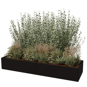 Tērauda puķu kaste XXL - Taisnstūris - 200 x 60 x 60 cm - Cita RAL krāsa - Ar pamatplati