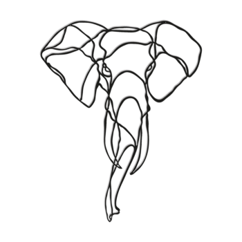 Tērauda sienas dekors - Zilonis 1.0 Small - 60 x 48,1 cm