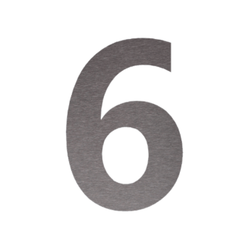 Nerūsējošā tērauda mājas numurs 6 - 33,6 x 50 cm - Birstēts