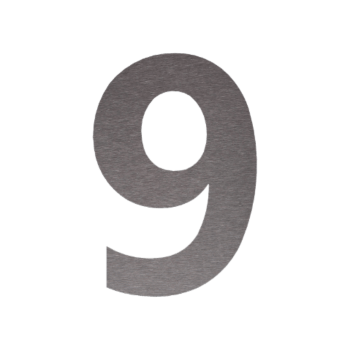 Nerūsējošā tērauda mājas numurs 9 - 53,8 x 80 cm - Birstēts