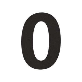 Nerūsējošā tērauda mājas numurs 0 - 10,4 x 15 cm - RAL9005 smalkas tekstūras (melns)