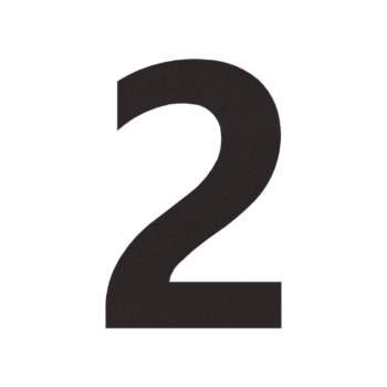 Nerūsējošā tērauda mājas numurs 2 - 9,8 x 15 cm - RAL9005 smalkas tekstūras (melns)