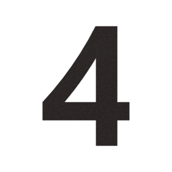 Nerūsējošā tērauda mājas numurs 4 - 11,7 x 15 cm - RAL9005 smalkas tekstūras (melns)