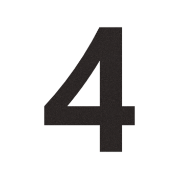 Nerūsējošā tērauda mājas numurs 4 - 23,3 x 30 cm - RAL9005 smalkas tekstūras (melns)
