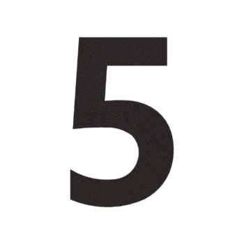 Nerūsējošā tērauda mājas numurs 5 - 18,3 x 30 cm - RAL9005 smalkas tekstūras (melns)