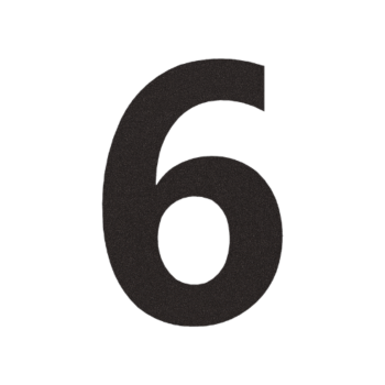 Nerūsējošā tērauda mājas numurs 6 - 20,1 x 30 cm - RAL9005 smalkas tekstūras (melns)