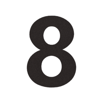 Nerūsējošā tērauda mājas numurs 8 - 10,3 x 15 cm - RAL9005 smalkas tekstūras (melns)