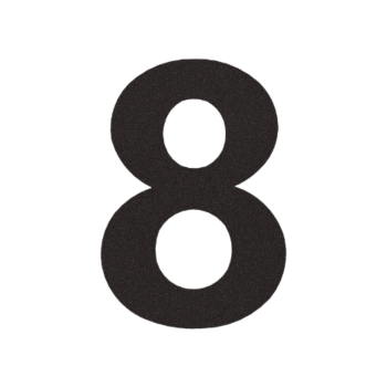 Nerūsējošā tērauda mājas numurs 8 - 20,7 x 30 cm - RAL9005 smalkas tekstūras (melns)