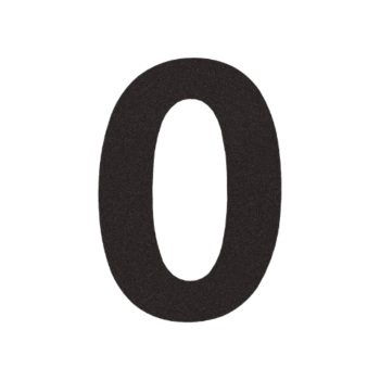 Nerūsējošā tērauda mājas numurs 0 - 10,4 x 15 cm - RAL9005 smalkas tekstūras (melns) - Pašlīmējošs