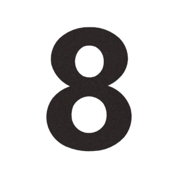 Nerūsējošā tērauda mājas numurs 8 - 10,3 x 15 cm - RAL9005 smalkas tekstūras (melns) - Pašlīmējošs