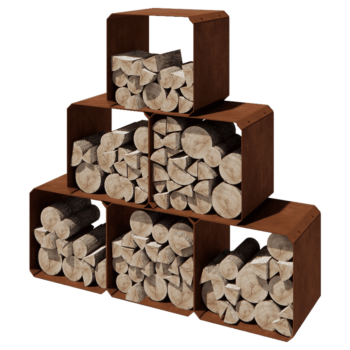 Kortena tērauda malkas glabātuve - Colorado 6 gabali - 40 x 40 x 40 cm