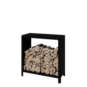 Tērauda malkas glabātuve - Indiana - 100 x 40 x 100 cm - RAL9005 matēts (melns)