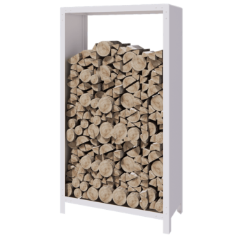 Tērauda malkas glabātuve - Indiana - 100 x 40 x 180 cm - RAL9010 matēts (balts)