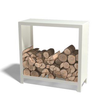 Tērauda malkas glabātuve - Indiana - 100 x 40 x 100 cm - RAL9010 matēts (balts)