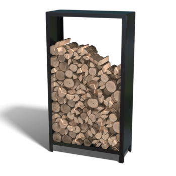 Tērauda malkas glabātuve - Indiana - 100 x 40 x 180 cm - RAL9005 matēts (melns)