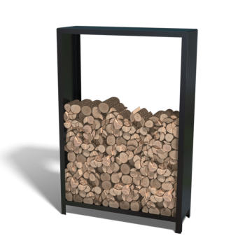 Tērauda malkas glabātuve - Indiana - 120 x 40 x 180 cm - RAL9005 matēts (melns)