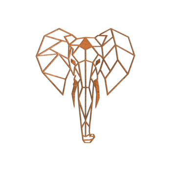 Kortena tērauda sienas dekors - Zilonis 1.0 Small - 60 x 51,7 cm