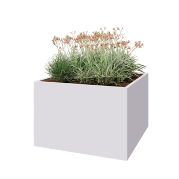 Tērauda puķu kaste - Kvadrāts - 120 x 120 x 80 cm - RAL9010 matēts (balts) - Bez pamatplates