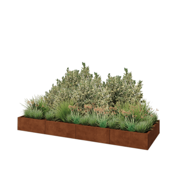 Kortena tērauda puķu kaste XXL - Taisnstūris - 320 x 100 x 30 cm - Bez pamatplates