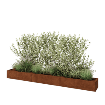 Kortena tērauda puķu kaste XXL - Taisnstūris - 360 x 40 x 30 cm - Bez pamatplates