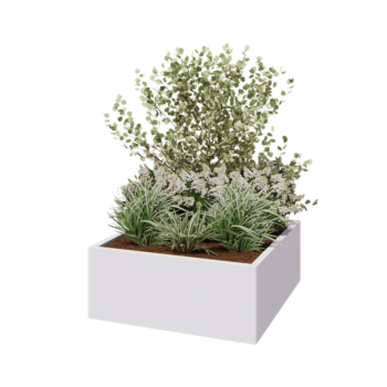 Tērauda puķu kaste - Kvadrāts - 100 x 100 x 40 cm - RAL9010 matēts (balts) - Bez pamatplates