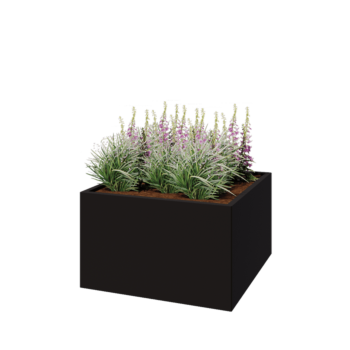 Tērauda puķu kaste - Kvadrāts - 100 x 100 x 60 cm - RAL9005 matēts (melns) - Bez pamatplates