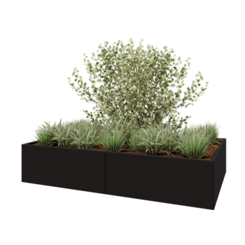 Tērauda puķu kaste XXL - Taisnstūris - 200 x 120 x 40 cm - RAL9005 matēts (melns) - Bez pamatplates