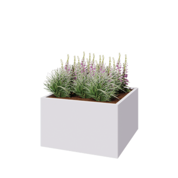 Tērauda puķu kaste - Kvadrāts - 100 x 100 x 60 cm - RAL9010 matēts (balts) - Bez pamatplates