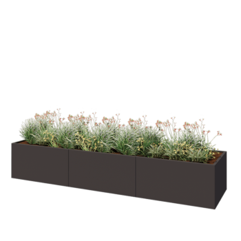 Tērauda puķu kaste XXL - Taisnstūris - 360 x 80 x 60 cm - RAL7016 matēts (antracīta pelēks) - Ar pamatplati