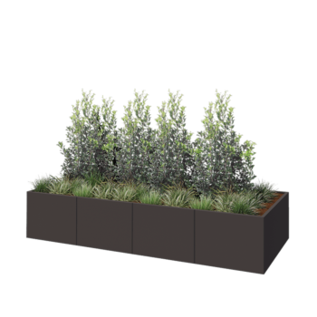 Tērauda puķu kaste XXL - Taisnstūris - 320 x 120 x 60 cm - RAL7016 matēts (antracīta pelēks) - Ar pamatplati