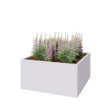 Tērauda puķu kaste - Kvadrāts - 120 x 120 x 60 cm - RAL9010 matēts (balts) - Bez pamatplates